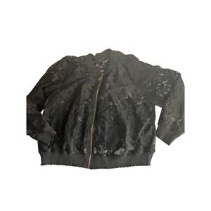 Lane Bryant Black Burnout Floral Bomber Jacket Sheer Lace Whimsigoth Plus 26/28